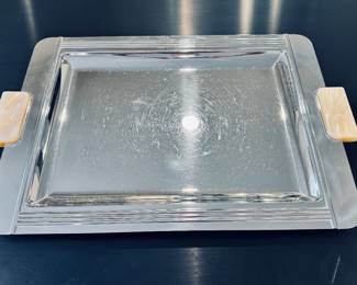 3 pieces- Jean Couzon French Art Deco tray- includes mtaching salt and pepper- 21.5x15.5- $700