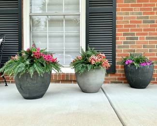 Outdoor resin planters- 3 available- 16.5Dx14H- $28 each