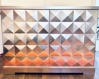Barbara Barry for Baker Furniture Diamond Silver Leaf cabinet- 49x18.5x35.5- $2500