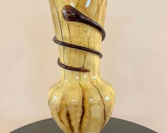 Tall glass vase from Edwin Pepper- signed by artist- originally $567-22x9x9- $340