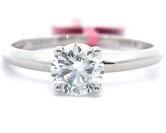 Classic 1 Carat Diamond Round Solitaire Ring in 14k White Gold