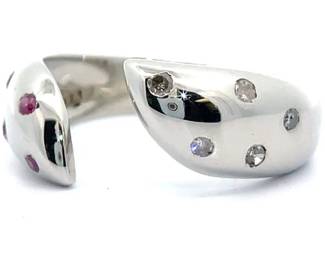 Natural Ruby & Diamond Open Serpent Ring