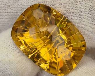 23.58 Carat Natural Citrine Fancy Honeycomb Cut Gemstone