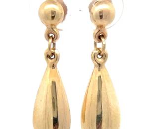Brightly Polished Briolette Dangle Drop Earrings in 14k Yellow Gold