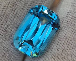 21.92 Carat Natural Blue Topaz Fancy Step Cut Gemstone