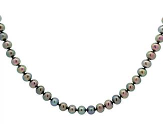 Black Tahitian Cultured Pearl Single Strand Necklace