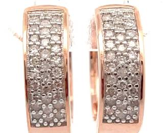 0.20 Carat Natural Diamond Triple Row Wide Hoop Earrings