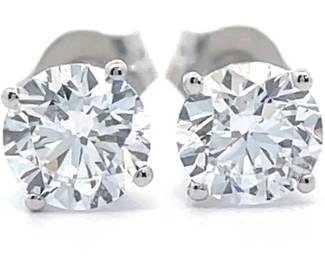 1 Carat Diamond Round Solitaire Stud Earrings in 14k White Gold