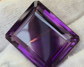Massive 74.57 Carat Natural Amethyst Fancy Step Cut Gemstone