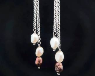 Freshwater Pearl Fringe Dangle Chain Earrings