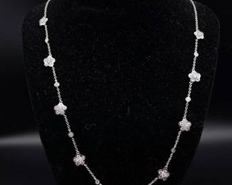 3 Carat Diamond Four-Petal Flower Station Adjustable Layering Necklace