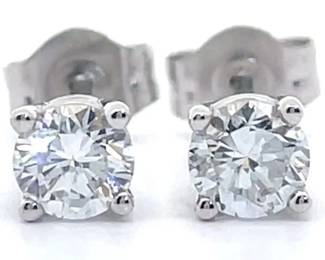 NEW! 0.55 Carat Diamond Round Solitaire Stud Earrings in 14k White Gold
