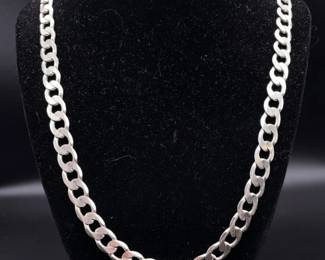 8.30mm Beveled Curb Link Chain Necklace, Long Length 24"
