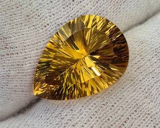 13.22 Carat Natural Citrine Pear Concave Cut Gemstone