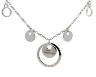 Natural Diamond Concentric Halo Disc Charm Necklace