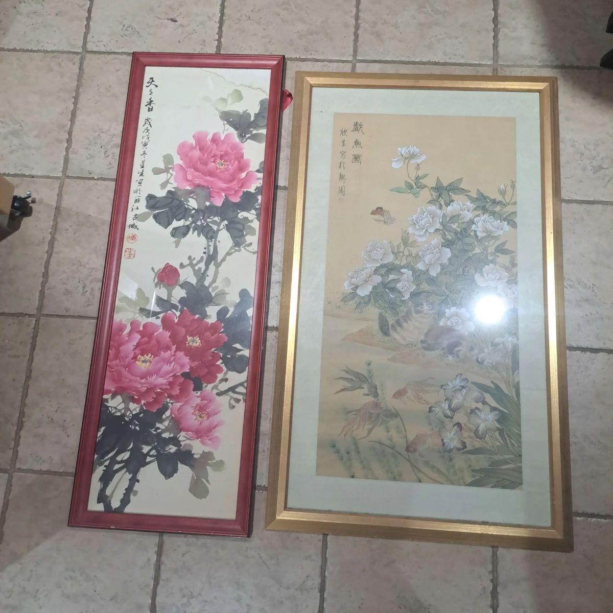 2 Asian Floral Art Paintings