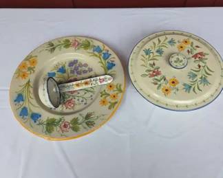 Vintage SantAnna Portugal Floral Pottery Serving Set