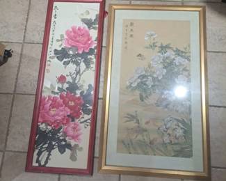 2 Asian Floral Art Paintings
