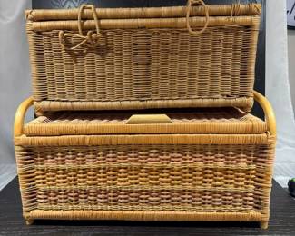 Vintage Wicker Storage Trunk 2 Pc
