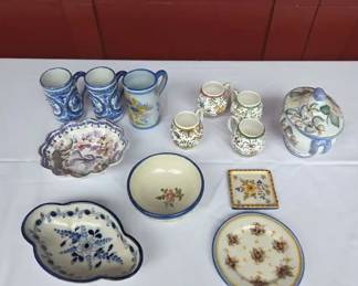 Vintage Iberian Pottery Lot Hand Painted SantAnna Lisboa Guertes Sevilla