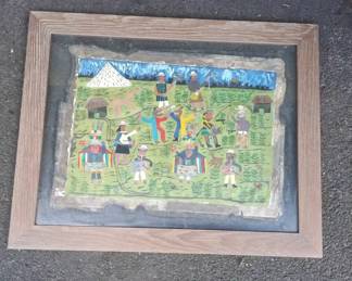 Vintage South American Textile Folk Art Framed