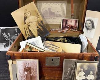 Ephemera And Antique Steamer Trunk Mystery Lot