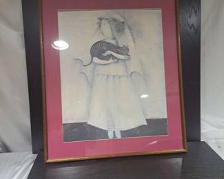 Framed Lithograph Print Le Chat de la Marie Graciela Rodo Boulanger