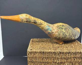 Vintage Italian Wooden Duck Sculpture Firenze Italy
