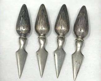 Set of Four Vintage Sterling Silver CornontheCob Holders