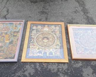 3 Framed Tibetan Buddhist Mandala Paintings