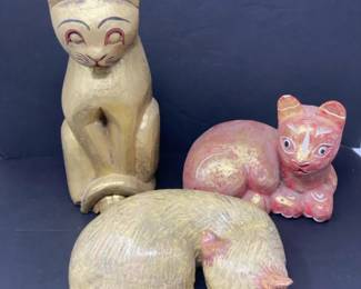 Wooden Cat Figurines