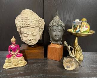 Vintage Asian Art Lot 7 Pc Buddha Snuff Bottles