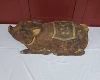 Hand Carved Pig Figurine
