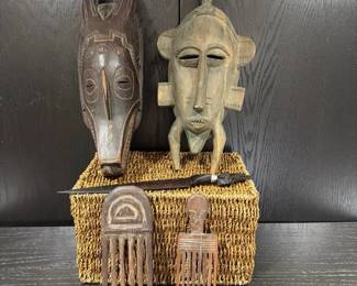 Vintage West African Hand Carved Lot 5 Pc