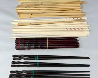 Large Assortment of Vintage Chopsticks, 1960s 1980s, in a Mix of Materials, Colors, and Styles