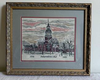 Independence Hall Needlepoint Framed