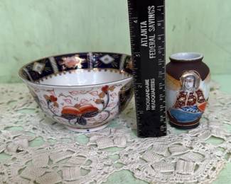 Hand-Painted Bowl & Satsuma Vase