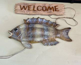 Ceramic Fish Welcome Wall Plaque