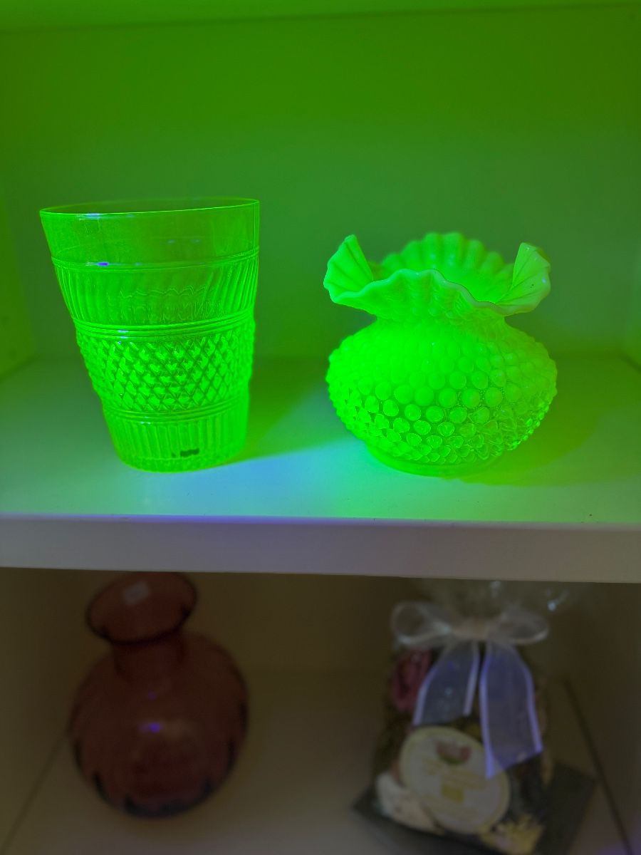 Vaseline piece and Fenton uranium hobnail