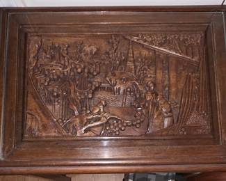 Carved top of a stacking table - one of a set