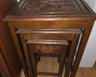 Carved Stacking Tables - set of 3