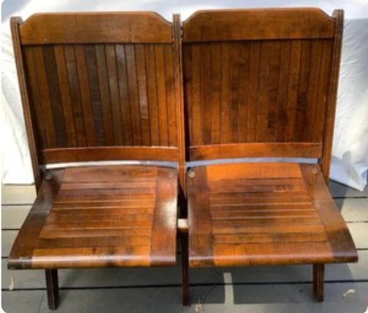 Vintage Wood-Slat Folding Stadium Seats from the University of Minnesota's Old Memorial Stadium