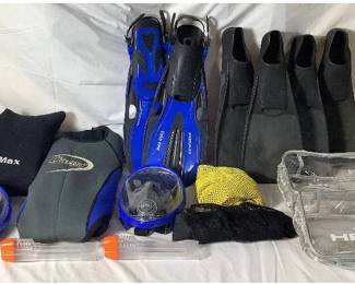 Underwater Adventure Package - Wet Suits, Flippers Two Head Sea Vu Dry Snorkeling Mask in Travel Bag