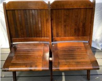 Vintage Wood-Slat Folding Stadium Seats from the University of Minnesota's Old Memorial Stadium