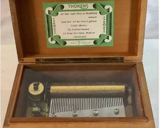 Vintage Thorens Wooden Music Box - Made in Switzerland