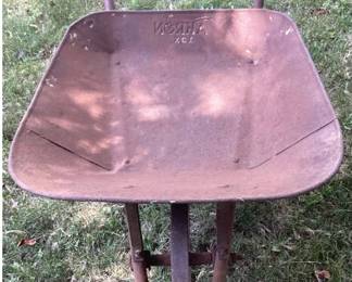 Antique All Metal Industrial Wheelbarrow from Akron Barrow Company 13X Heavy Duty Model 1920's