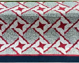 Interlocking Star Patriotic Quilt - Red, White & Blue - 75" x 64"