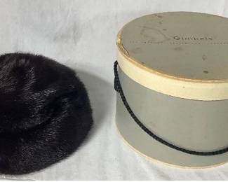 Gimbels Mink Women's Fashion Hat with Original Gimbels Hat Box