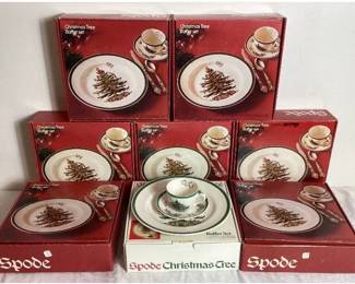 Spode Christmas Tree 3-Piece Buffet Sets - 8 in Original Boxes and One Set out of Box