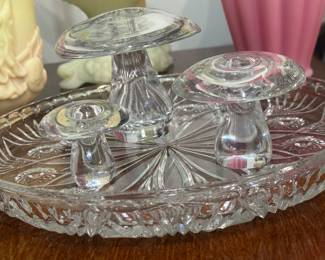 Set three Swedish glass Mushrooms